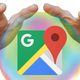Image of Google Map app icon within a crystal ball.